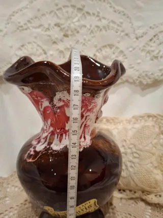 Jarrón Cerámica Vallauris Marrón y Rojo