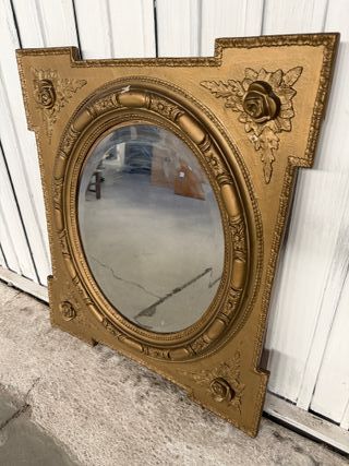 Espejo Antiguo Dorado Ovalado
