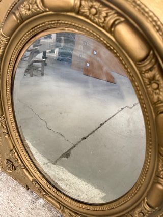 Espejo Antiguo Dorado Ovalado