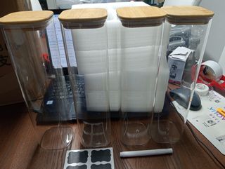 Conjunto 4 Organizadores Cozinha Acrílico/Madeira