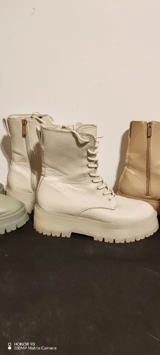 Botas verdes y beige y marrón mujer