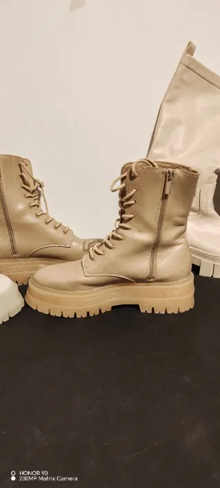 Botas verdes y beige y marrón mujer