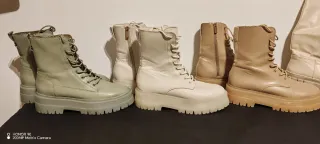 Botas verdes y beige y marrón mujer