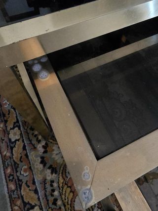 3 Mesitas Auxiliares doradas de Metal y Cristal