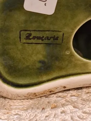 Jarrón y figura de pato de cerámica verde vintage