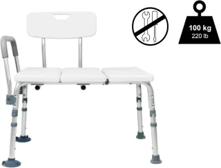 Asiento de bañera con respaldo y brazos