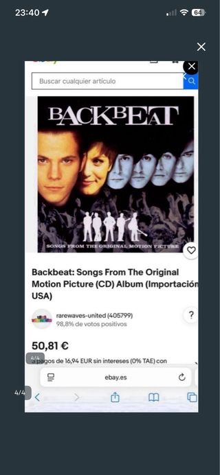 CD de The Beatles Backbeat: Banda Sonora Original