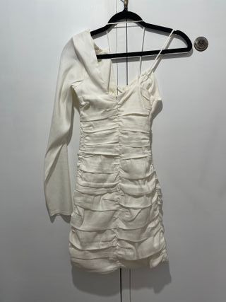 Vestido Zara Premium mini drapeado linho, viscose