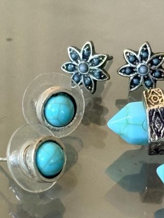 Tre paia orecchini argento e turchese