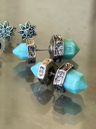 Tre paia orecchini argento e turchese