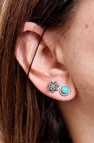 Tre paia orecchini argento e turchese