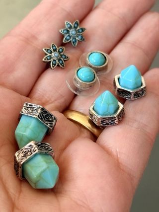Tre paia orecchini argento e turchese