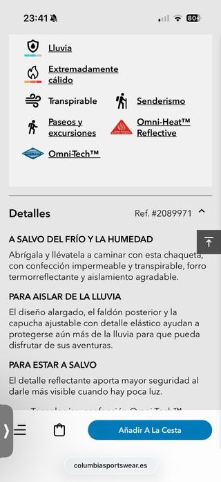 Chaqueta Columbia Niña Talla 7-8 Años