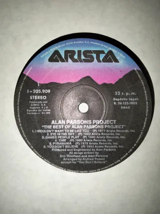 Vinilo LP The Best of The Alan Parsons Project