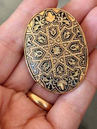 Spilla vintage Toledo damascena oro e nero