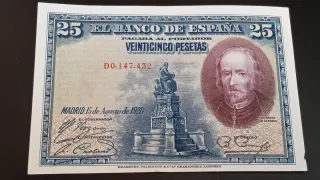 BILLETE 25 PESETAS 1928 CALDERÓN DE LA BARCA