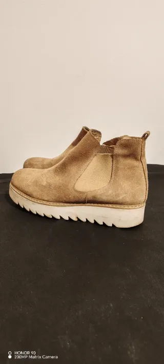 Botines Chelsea Beige Mujer