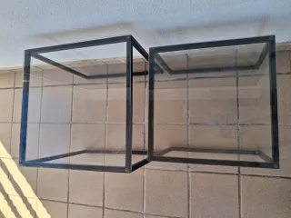 Lote 2 mesas nido cristal y metal