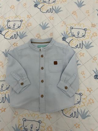 Camisa bebé cuello mao azul