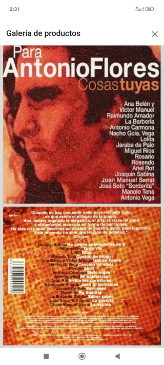 CD Para Antonio Flores - Cosas Tuyas