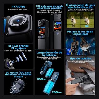 Cámara acción SJCAM C300 pack 128G + extras NUEVO