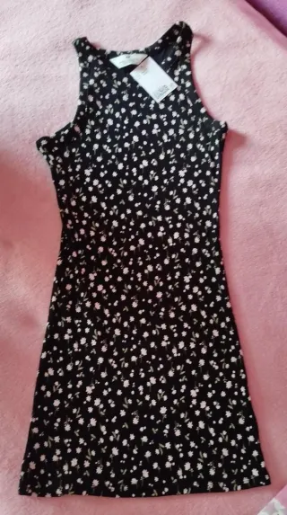 Vestido H&M Negro Flores Talla 10-12