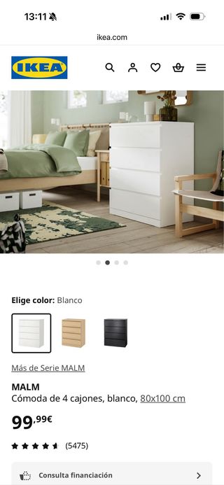 Cómoda 4 cajones blanca