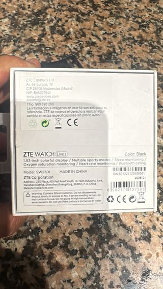 Reloj Inteligente ZTE Live 3 Negro