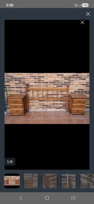 Cabecero y 2 mesitas de noche de madera