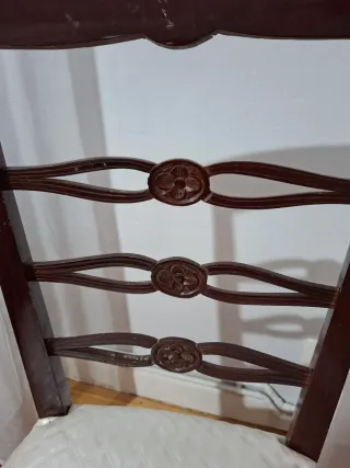 Conjunto 2 sillas vintage madera y piel sintética