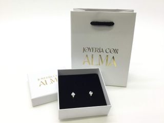 pendientes oro 18k con piedra con circonita