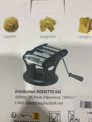 ROSSETTO Máquina para pasta manual con secador, Ventosa – Máquina de pasta de acero inoxidable con 9 grosores de masa y 2 anchos de corte – Para lasaña, espaguetis, fettuccine – Raviolis
