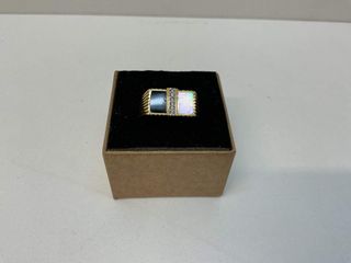 sortija oro 18k con piedra con diamante,onix