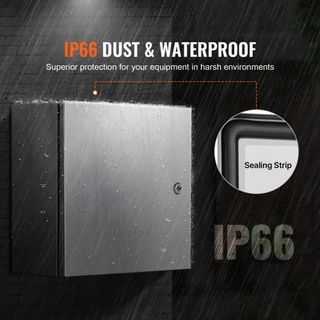 Caja de acero inoxidable NEMA, 300 x 300 x 200 mm, caja eléctrica NEMA 4X, impermeable y a prueba de polvo IP66, caja de conexión eléctrica para interiores/exteriores, con placa de montaje