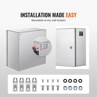 Caja de acero inoxidable NEMA, 300 x 300 x 200 mm, caja eléctrica NEMA 4X, impermeable y a prueba de polvo IP66, caja de conexión eléctrica para interiores/exteriores, con placa de montaje