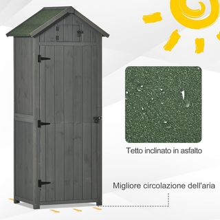 Cobertizo de Jardín Pequeño de Madera, Caseta para Herramientas Ahorradora de Espacio con 3 Estantes Extraíbles y Apertura en el Techo, Techo de Asfalto Impermeable y Puerta con Cerradura, 77X54.2...