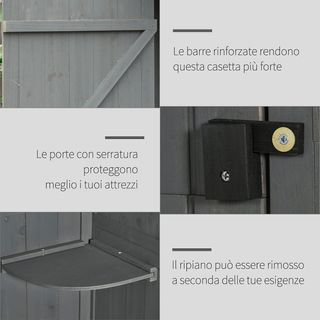 Cobertizo de Jardín Pequeño de Madera, Caseta para Herramientas Ahorradora de Espacio con 3 Estantes Extraíbles y Apertura en el Techo, Techo de Asfalto Impermeable y Puerta con Cerradura, 77X54.2...