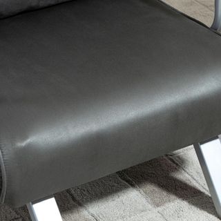 Sillón Cama Individual 3 en 1 Con Respaldo Reclinable En 5 Niveles Y Cojín, Sofá Cama Individual Plegable Para Sala Y Salón En Cuero Suede Y Metal, 65X69X80 Cm, Gris