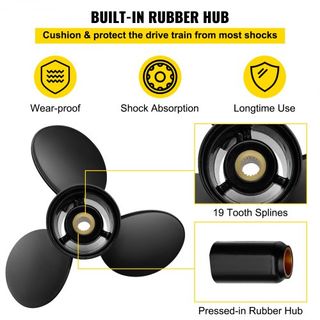 Hélice de fueraborda, Reemplazo para OEM 3817468, Hélice de barco de aluminio de 3 palas 14.5" x 19" de paso, Compatible con Volvo Penta SX Drive Todos los Modelos, con 19 dientes de engranaje, RH