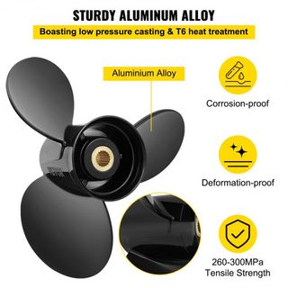 Hélice de fueraborda, Reemplazo para OEM 3817468, Hélice de barco de aluminio de 3 palas 14.5" x 19" de paso, Compatible con Volvo Penta SX Drive Todos los Modelos, con 19 dientes de engranaje, RH