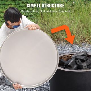 Tapa para Fogón, Pantalla Antichispas Portátil de 20", Tapa de Metal de Acero Inoxidable, Accesorio para Estufas de Leña y Camping de Fácil Apertura, para Fogones de Patio Exterior en el Jardín