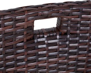 Conjunto de 2 Piezas de Muebles de Jardín en Rattan Ahorra Espacio con 1 Mesa 66X50X73 Cm y 2 Sillas 44X51X69.5 Cm con Cojines, Marrón y Beige