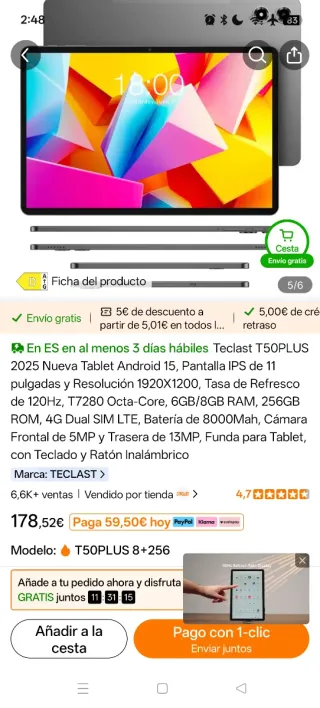 Teclast T50 PLUS 8+256 Tablet Android 15