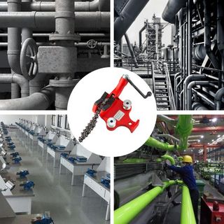 Prensa de Cadena de Banco con Tornillo, Capacidad de Tubo de 1/8 a 5 Pulgadas, Prensa de Tubo de Cadena de Banco de Alta Resistencia con Mango de Manivela, Mandíbula Recubierta de Neopreno, Materi...