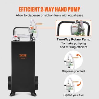 Caddy de Gas de 30 Galones, Tanque de Almacenamiento de Combustible con Ruedas, Caddy de Combustible Portátil con Bomba de Transferencia Manual, Contenedor de Combustible de Gasolina y Diésel para...