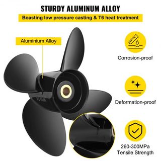 Hélice de fueraborda, Reemplazo para OEM 3587522, Hélice de 4 palas 14 1/4" x 19" Pitch de Aluminio para Barcos, Compatible con Volvo Penta SX Drive Todos los Modelos, con 19 Dientes de Engranaje, RH