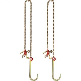 Cadena J Hook, 2PCS 5/16" x 10' G80 15" Shank Largo Cadena de Remolque J Hook con Gancho de Clúster RTJ y Gancho de Agarre, Carga de Trabajo de 5400 lbs, Cadena de Transporte Pesada para Remolque ...