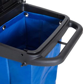 Carro de Limpieza Profesional de 3 Estantes con Bolsa de Basura, Ganchos para Escoba, Cubo de Fregona con Escurridor y 5 Ruedas, para Hoteles y Alojamientos, 111X63.3X103 Cm, Negro