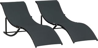 Conjunto de 2 tumbonas de jardín plegables, tumbona en aluminio y textilene, negro, 61X165X63Cm