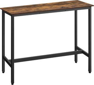 Mesa de Bar Rectangular Estrecha, Mesa de Cocina, Mesa de Comedor, Estructura de Metal, 40 X 120 X 90 Cm, Fácil de Montar, Diseño Industrial, Marrón Vintage y Negro Tinta LBT120B01